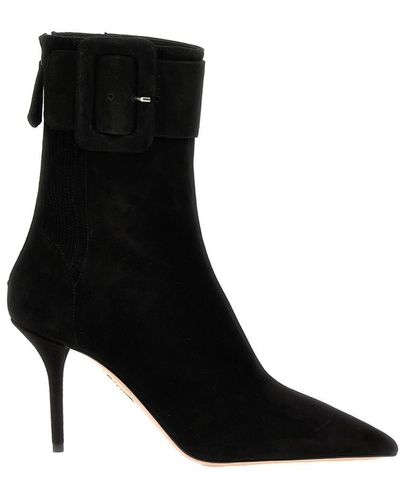 Aquazzura St Honoré 95mm Suede Boots - Black