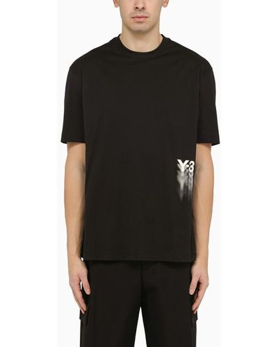 Y-3 Adidas Y 3 Black Crew Neck T Shirt With Logo Blurs