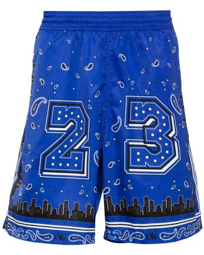 Off-White c/o Virgil Abloh Bandana Print Beach Boxer Shorts Clothing - Blue