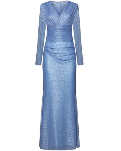 Talbot Runhof Lame' Evening Long Dress - Blue