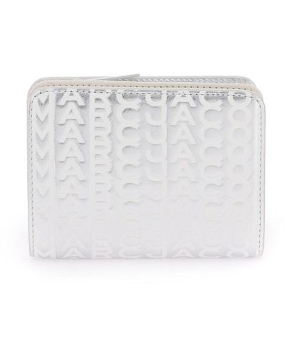 Marc Jacobs The Monogram Metallic Mini Compact Wallet - White