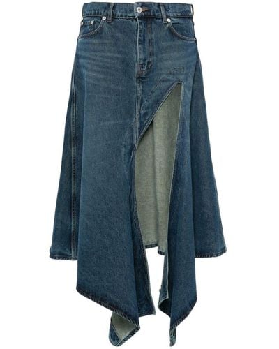 Y. Project Cut-Out Midi Denim Skirt - Blue