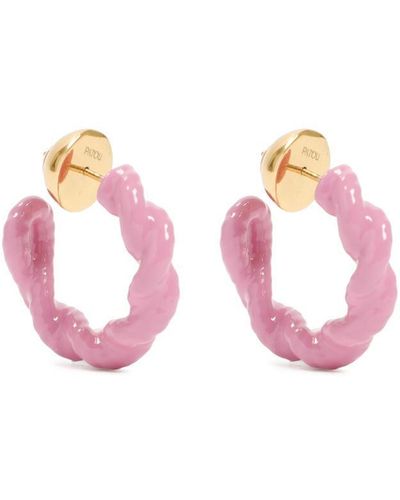 Patou Chain Small Hoop Earrings Jewelry - Pink