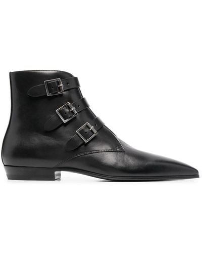 Saint Laurent 'stan' Leather Ankle Boots - Black