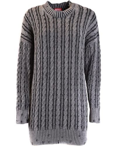 DIESEL M-pantesse Cable-knit Drop-shoulder Jumper - Grey