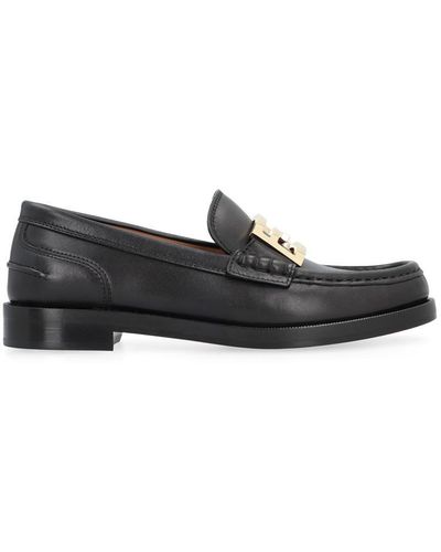 Fendi Baguette Leather Loafers - Black