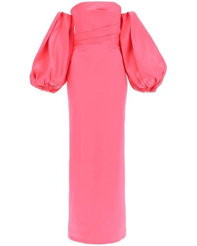 Solace London Maxi Dress Carmen With Balloon Sleeves - Pink