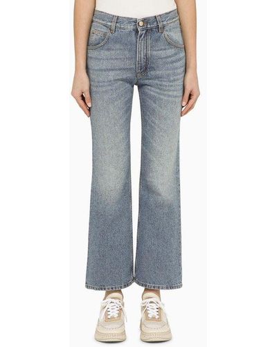 Chloé Washed-Effect Cropped Denim Jeans - Blue