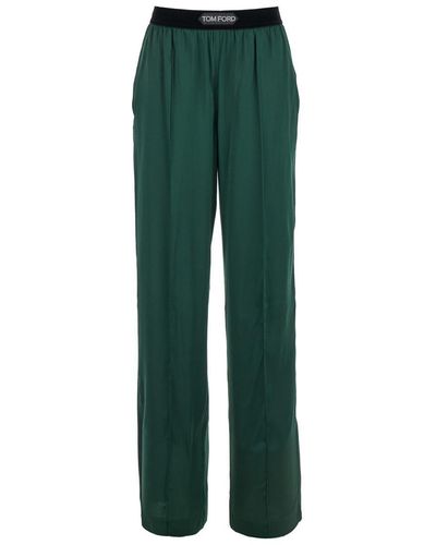 Tom Ford Relaxed Pants With Logo Detail - Green