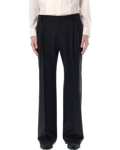 Dolce & Gabbana Stretch Virgin Wool Trousers With Straight Leg - Blue