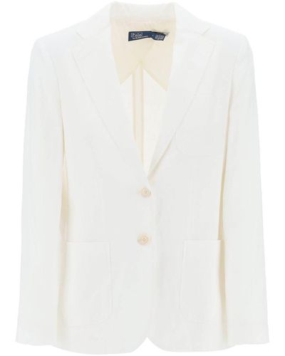 Polo Ralph Lauren Single-Breasted Linen Jacket - White