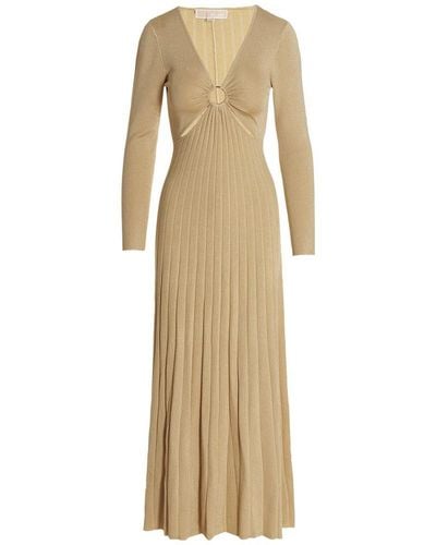 Michael Kors Michael Dress In Stretch Fabric - Natural