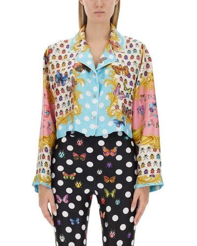 Versace Short Shirt With Butterfly Print - White