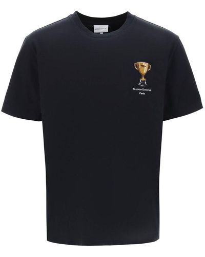 Maison Kitsuné T Shirt With Trophy Embroidery - Black