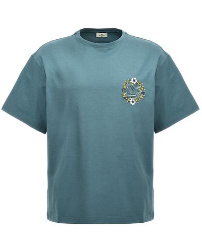 Etro Logo Embroidery T-shirt - Blue