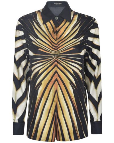 Roberto Cavalli Abstract-pattern Print Silk Shirt - Black