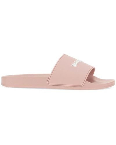Palm Angels Slide Sandal With Logo - Pink