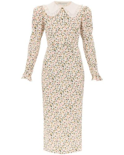 Alessandra Rich Floral Shirt Dress - Natural