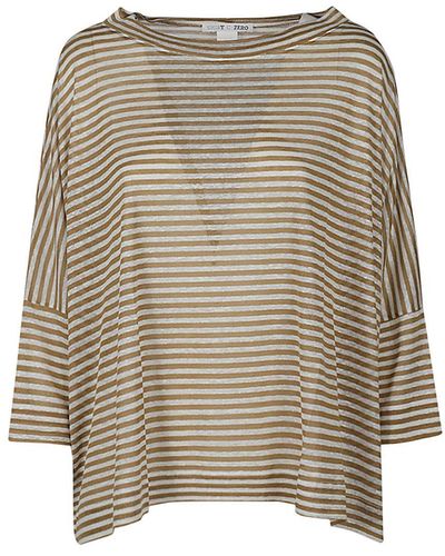 Shirt C-zero Linen Striped Sweater - Natural