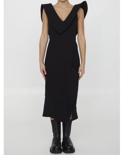 Bottega Veneta Structured Cotton Midi Dress - Black