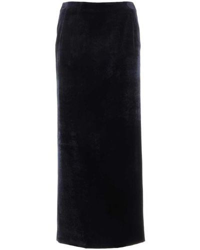 Fendi Dark Blue Velvet Skirt - Black