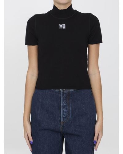 Alexander Wang Knit Top With Logo - Black