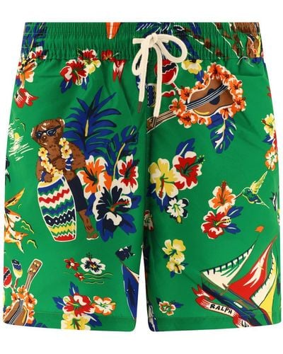 Polo Ralph Lauren Tropical Bear Swim Shorts - Green