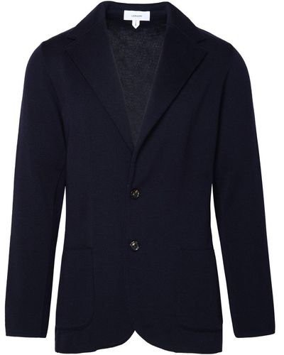 Lardini Blue Wool Blazer Jacket