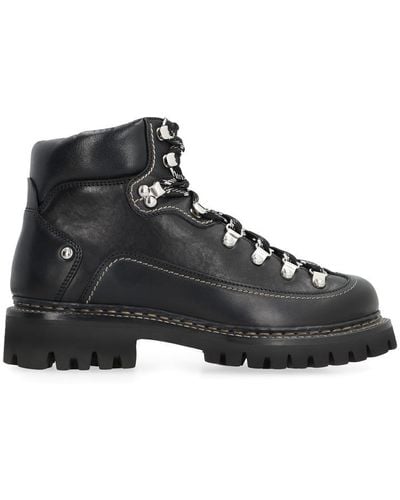 DSquared² Canadian Lace-up Leather Ankle Boots - Black