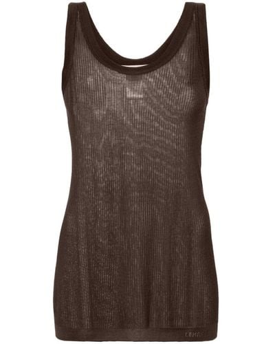 Lemaire Ribbed Trim Tank Top - Brown