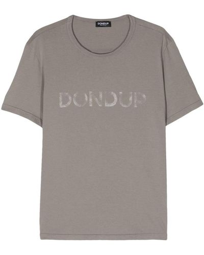 Dondup Short-Sleeved Cotton T-Shirt With Logo Print - Gray