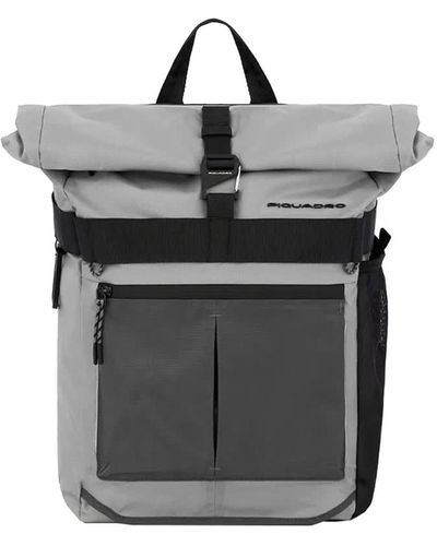 Piquadro Roll-top Bike Computer Backpack Bags - Black