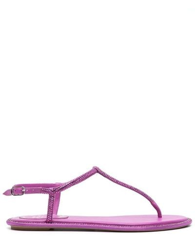 Rene Caovilla Diana Satin Flat Thongs - Pink