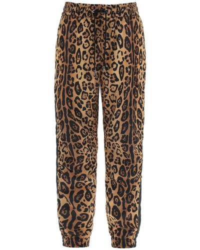 Dolce & Gabbana Leopard Print Nylon Jogger Pants For - Multicolor