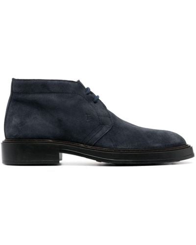 Tod's Lace-up Suede Boots - Blue