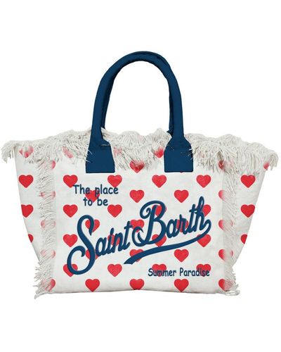 Saint Barth Colette Heart Cotton Canvas Bag - Blue