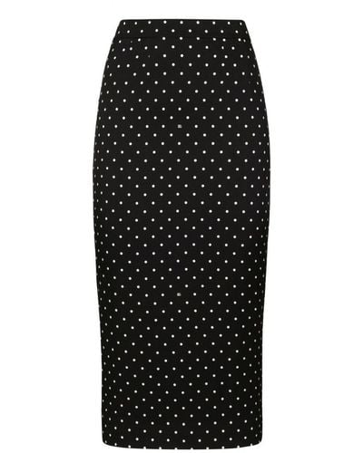 Dolce & Gabbana Stretch Silk Midi Pencil Skirt With Polka Dot Print - Black