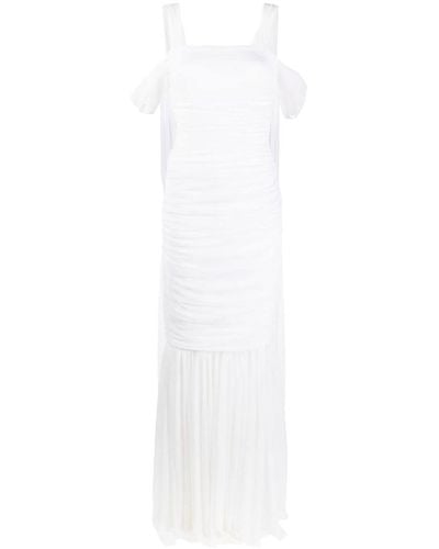 Norma Kamali Draped Back Ruched-mesh Gown - White