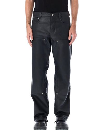 MISBHV Matte Faux Leather Carpenter Trousers - Black
