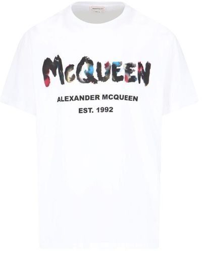 Alexander McQueen 'graffiti' Logo T-shirt - White