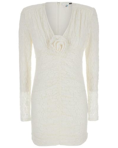 ROTATE BIRGER CHRISTENSEN Mini Dress With Rose Patch - White