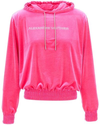 Alexandre Vauthier Sequin Logo Hoodie Sweatshirt - Pink