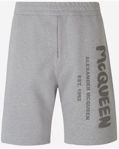 Alexander McQueen Graffiti Printed Sports Shorts - Grey