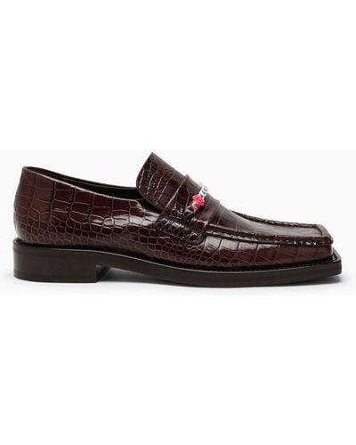 Martine Rose Crocodile-Effect Moccasin With Beads - Brown