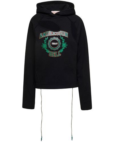 ANDERSSON BELL Hoodie With Cut-Out Detail And Logo On The Front - Black
