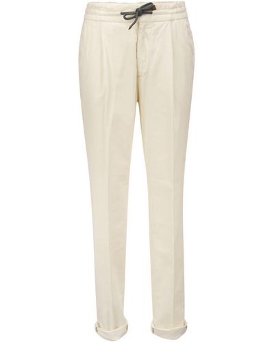 Brunello Cucinelli Velvet Pants With Drawstrings - Natural