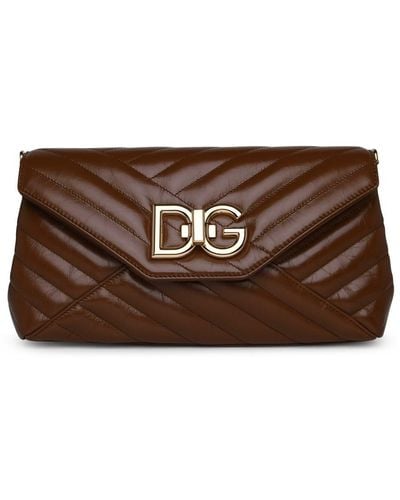 Dolce & Gabbana Lop Camel Calf Leather Shoulder Strap - Brown