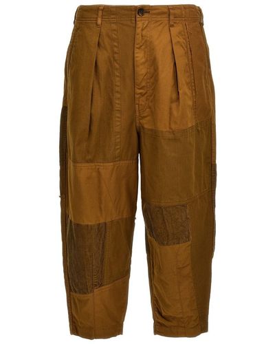 Comme des Garçons Drill With Velvet Inserts Trousers - Brown