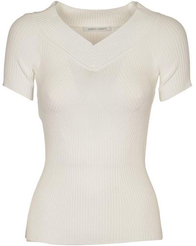 Alberta Ferretti Ribbed Sweater - White