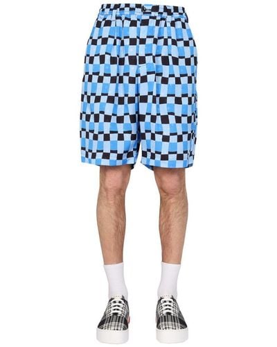 Marni Check Print Bermuda Shorts - Blue